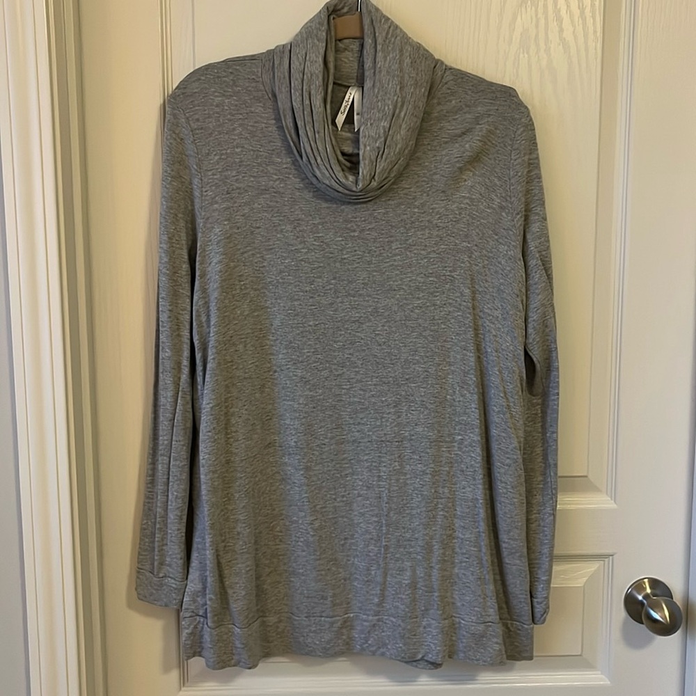 Seraphine Nursing Maternity Cowl Roll Neck Gray Top Snap Side Soft Size Medium